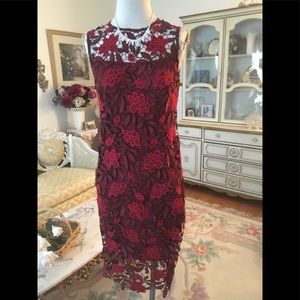 Calvin Klein beautiful worn once black/red lace dress size 8